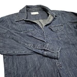 Madewell‎ Popover Shirt XS Blue Denim Button Front 100% Cotton Western Casual